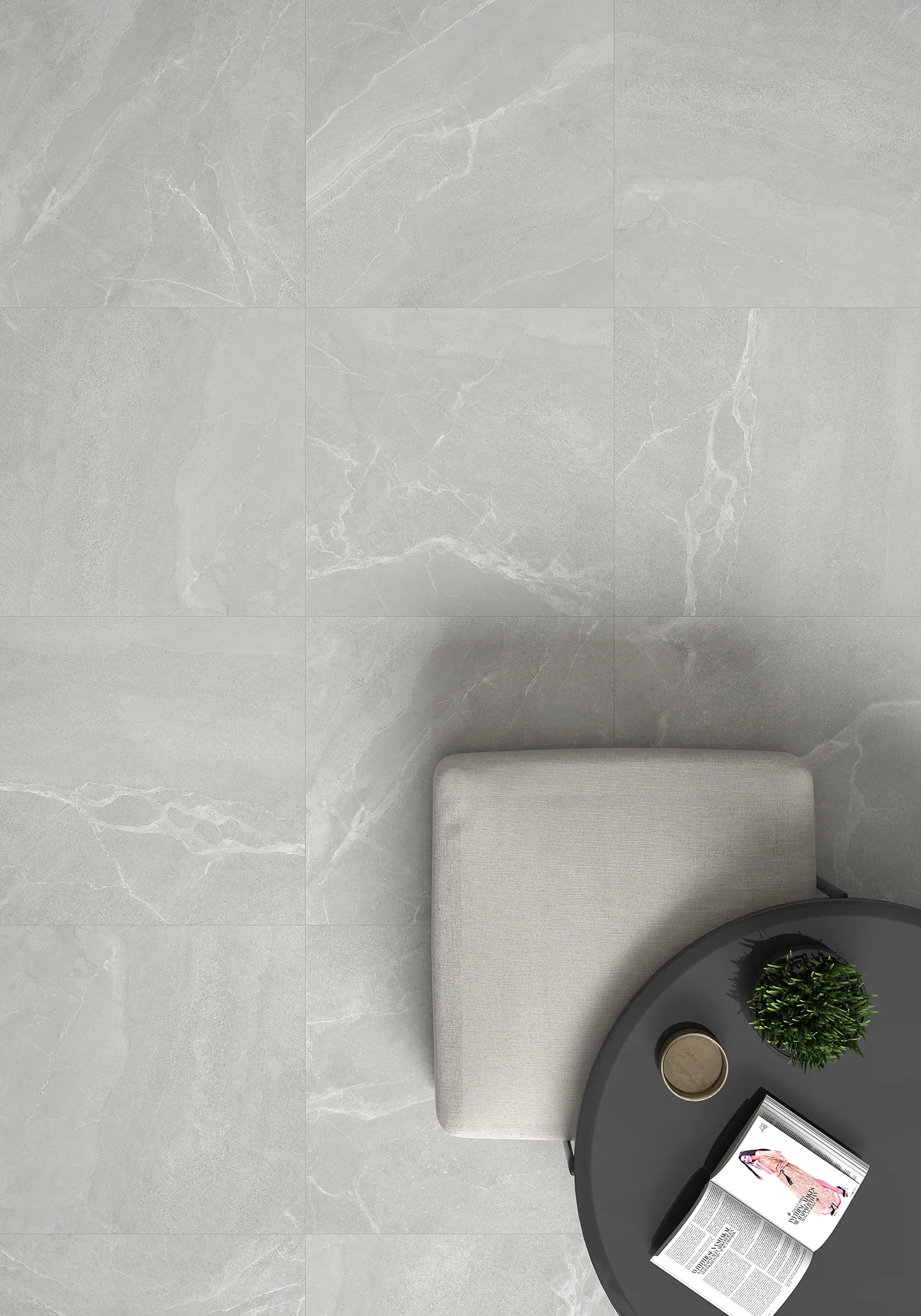 Carrelage Aspect marbre Salvador - 90x90 - Gris mate