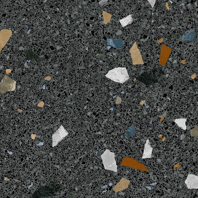 Carrelage Aspect terrazzo Straci - 80X80 - Noir Granito Mix