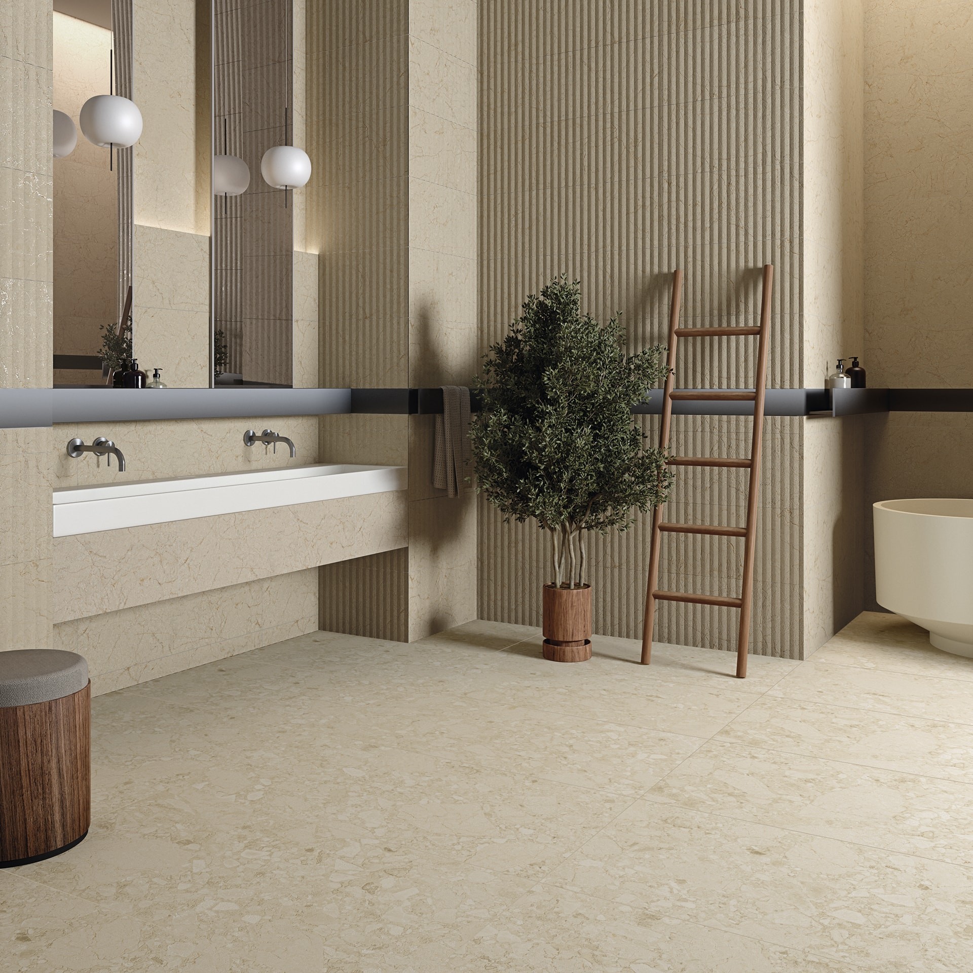 Carrelage Imitation Pierre Crema 32x99 cm 2