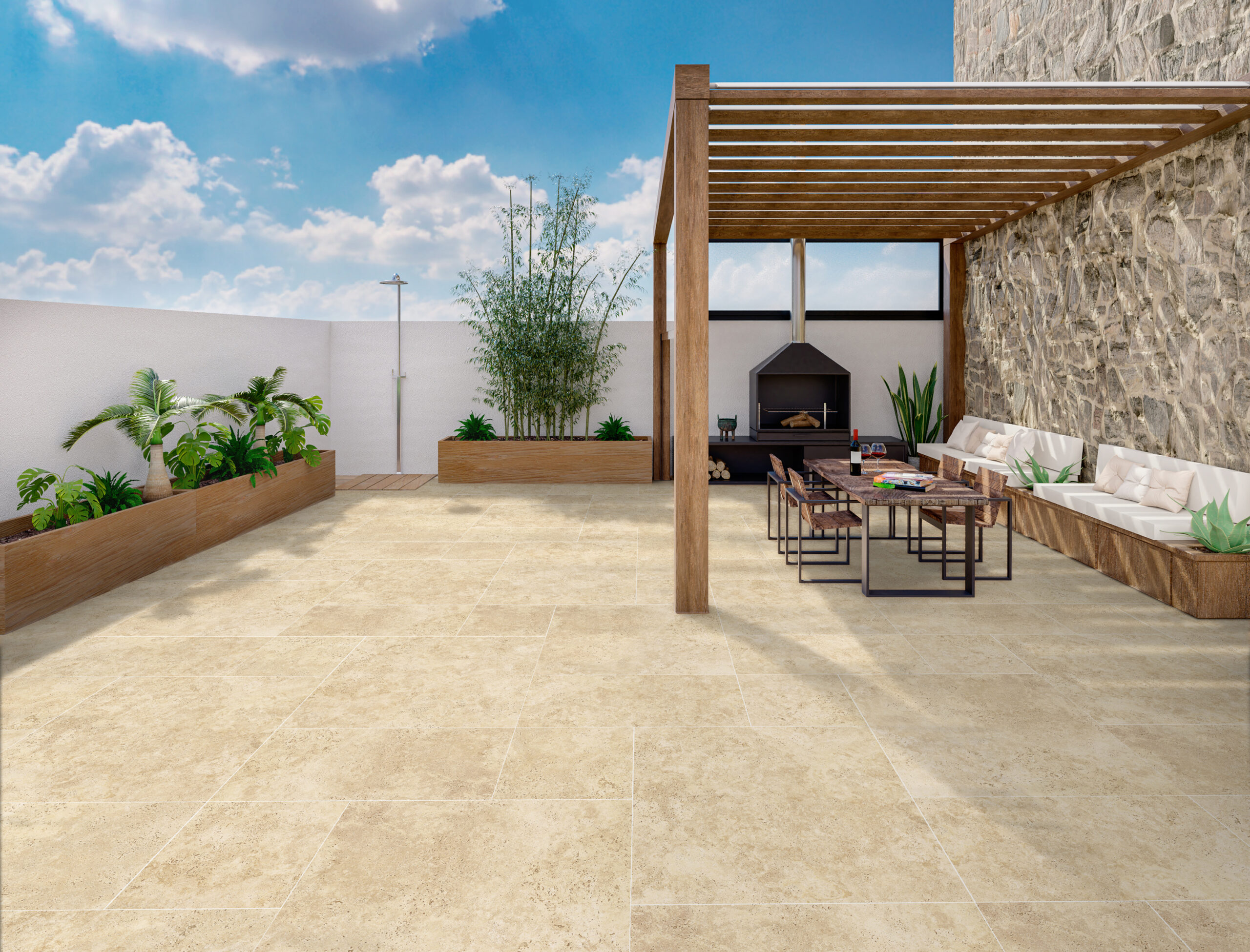 Carrelage imitation pierre imper beige mate 2