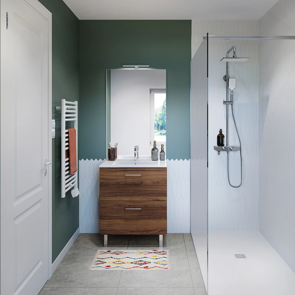 Meuble salle de bain London 60 cm - Noyer brun
