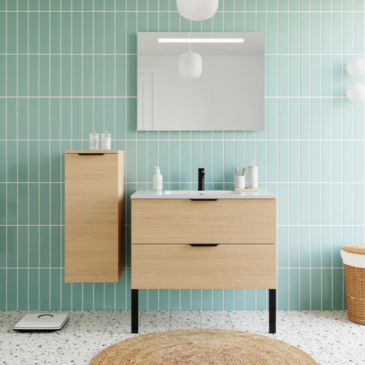 Meuble de salle de bain Elégance 60 cm - Intégrée - Chêne clair - 2