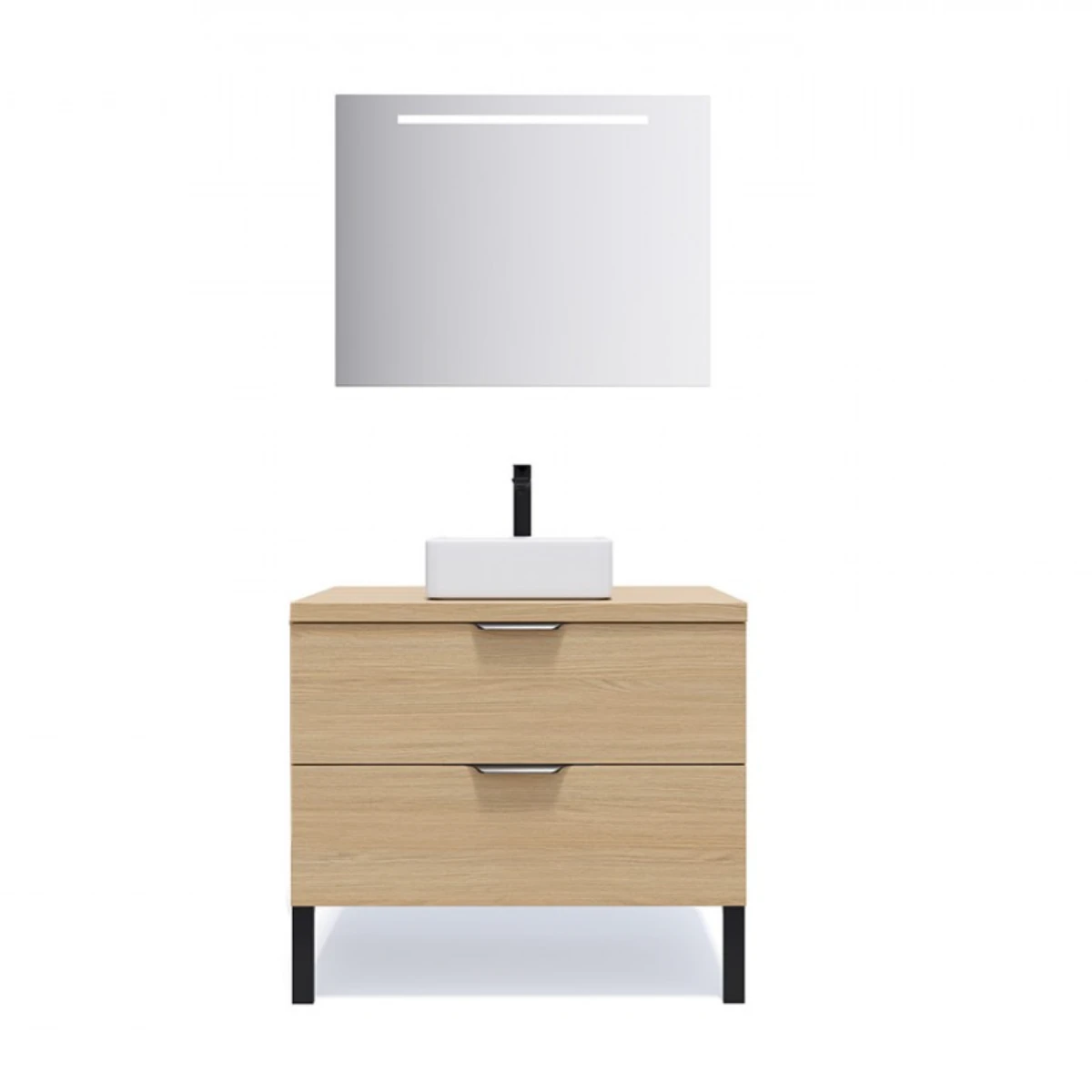Meuble de salle de bain Elégance 60 cm - Posée - Chêne clair - 2