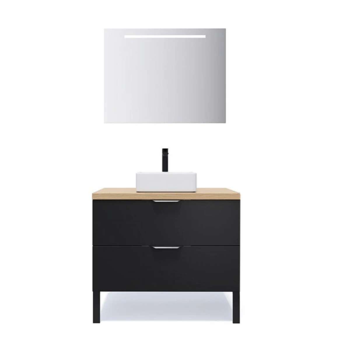 Meuble de salle de bain Elégance 60 cm - Posée - Noir - 2