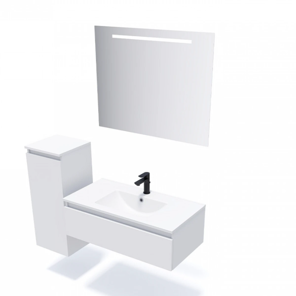 Meuble de salle de bain Vicenza 90cm - Intégrée - Blanc - 1