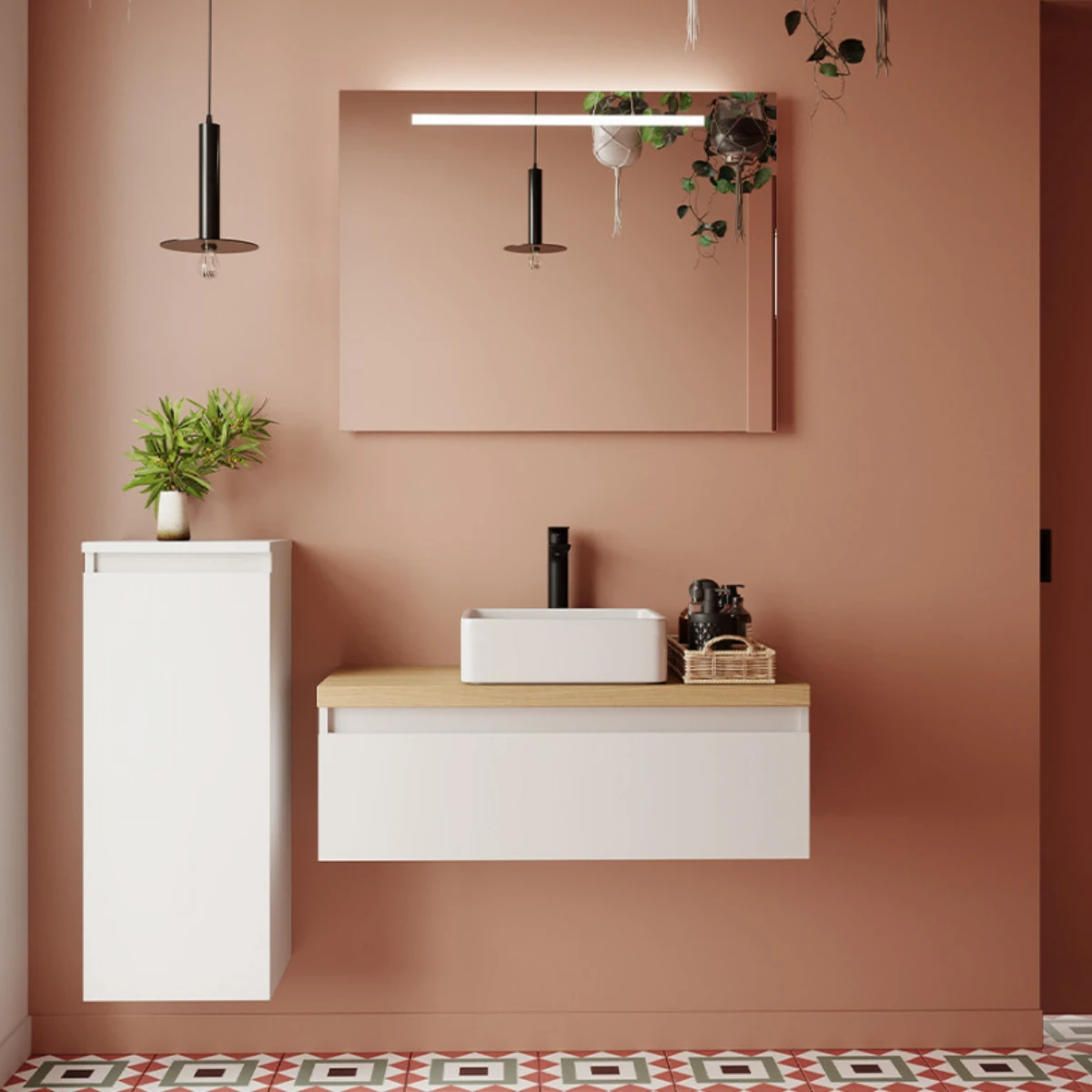 Meuble de salle de bain Vicenza 90cm - Posée - Blanc - 1