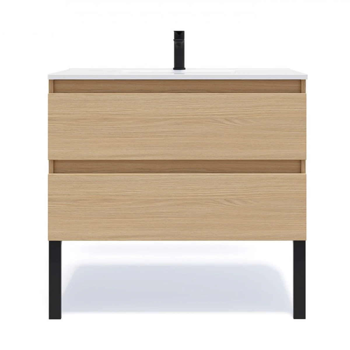 Meuble de salle de bain Vicenza 90cm - Intégrée - Chêne clair - 2