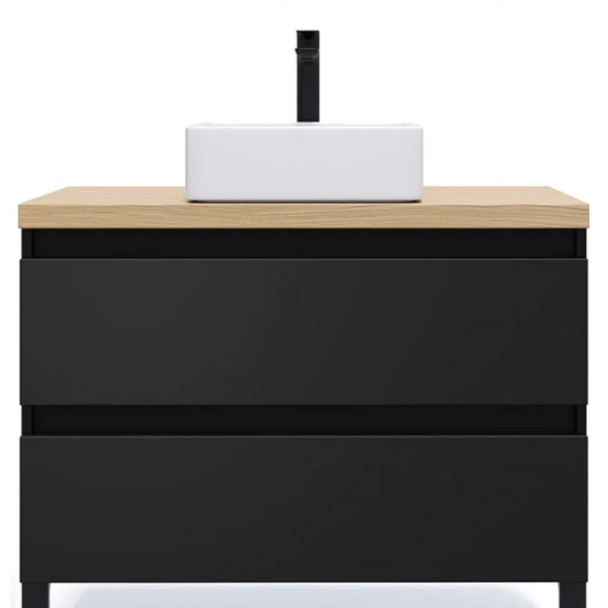 Meuble de salle de bain Vicenza 90cm - Posée - Noir - 2