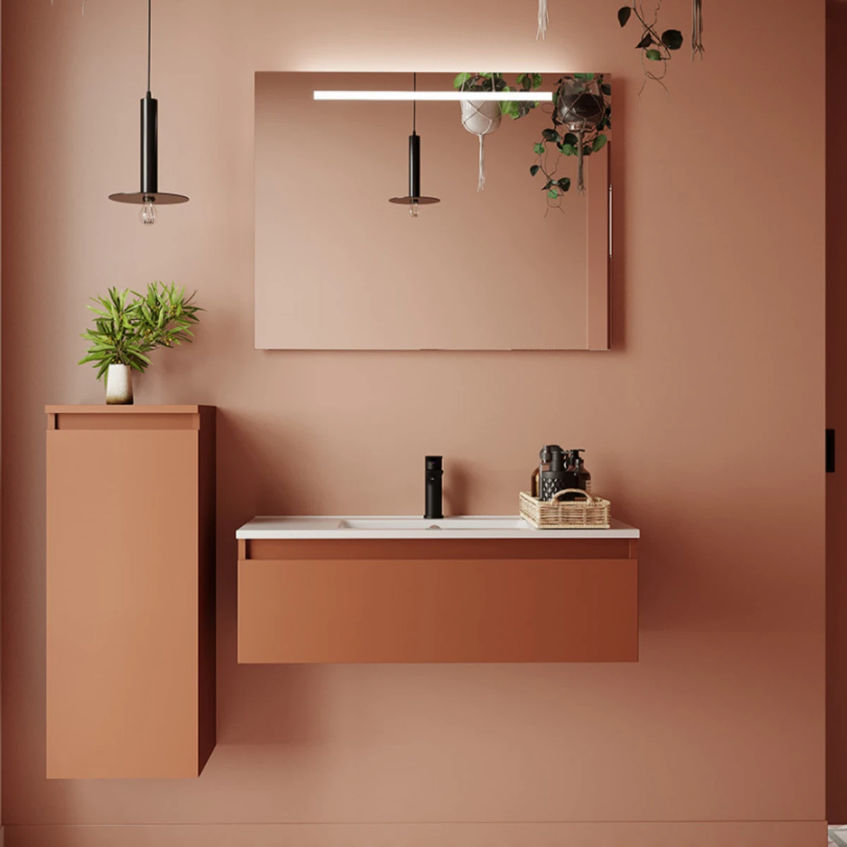 Meuble de salle de bain Vicenza 90cm - Intégrée - Terracotta - 1