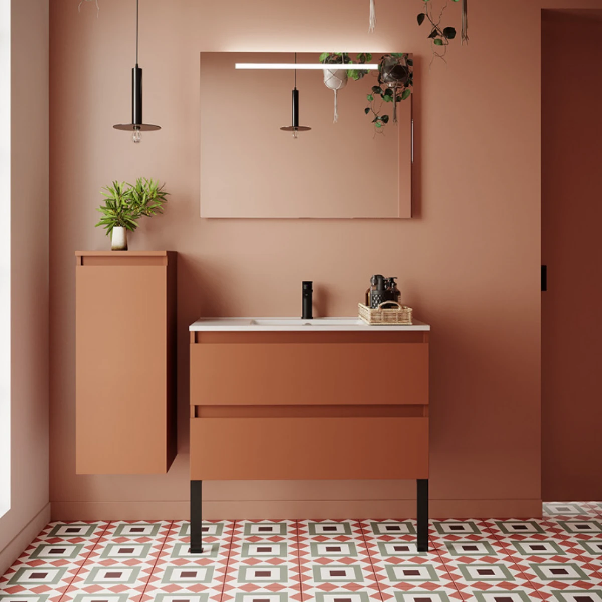 Meuble de salle de bain Vicenza 90cm - Intégrée - Terracotta - 2
