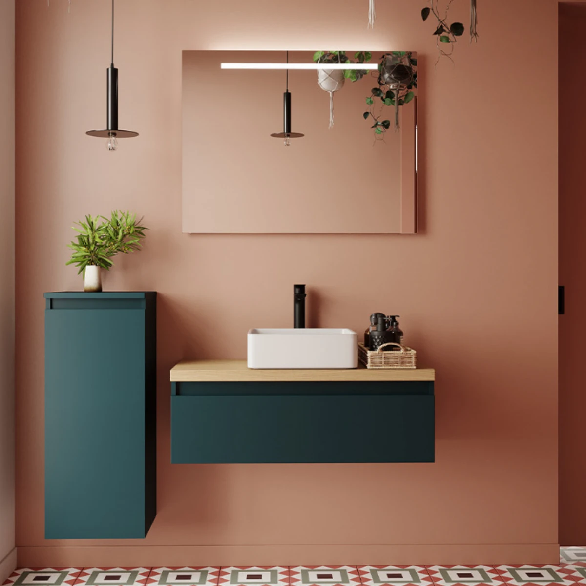 Meuble de salle de bain Vicenza 90cm - Posée - Tropical - 1