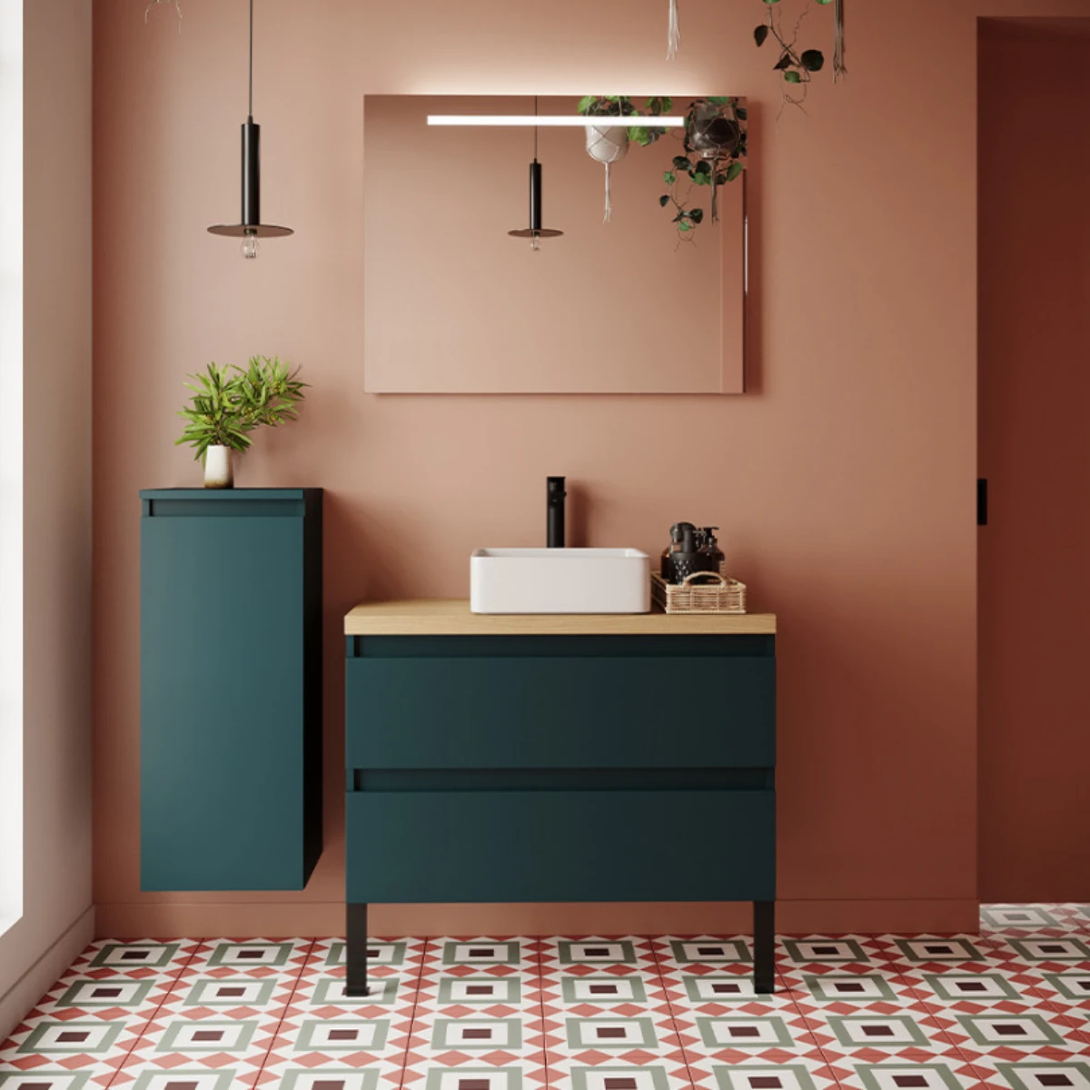 Meuble de salle de bain Vicenza 90cm - Posée - Tropical - 2