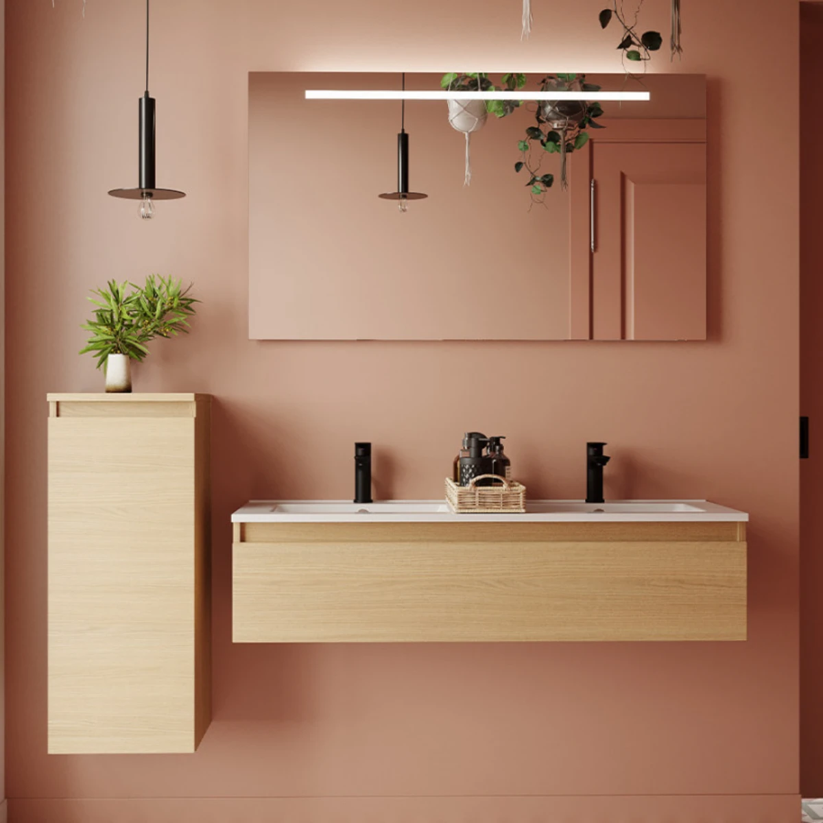 Meuble de salle de bain Vicenza 120cm - Intégrée - Chêne clair - 1