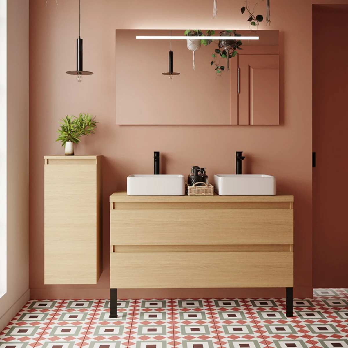 Meuble de salle de bain Vicenza 120cm - Posée - Chêne clair - 2