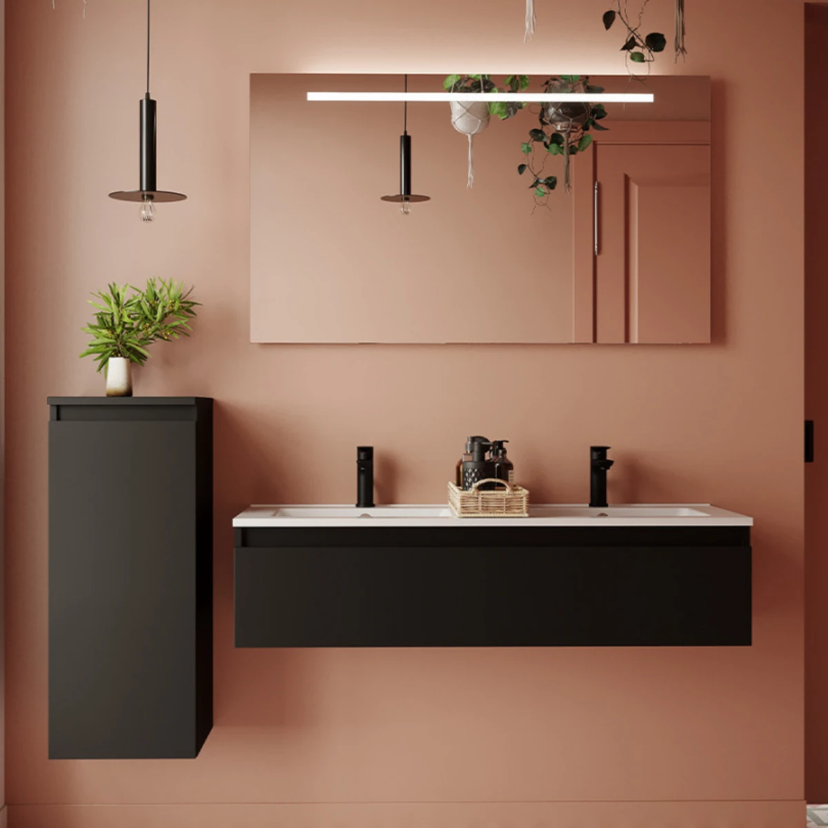 Meuble de salle de bain Vicenza 120cm - Intégrée - Noir - 1