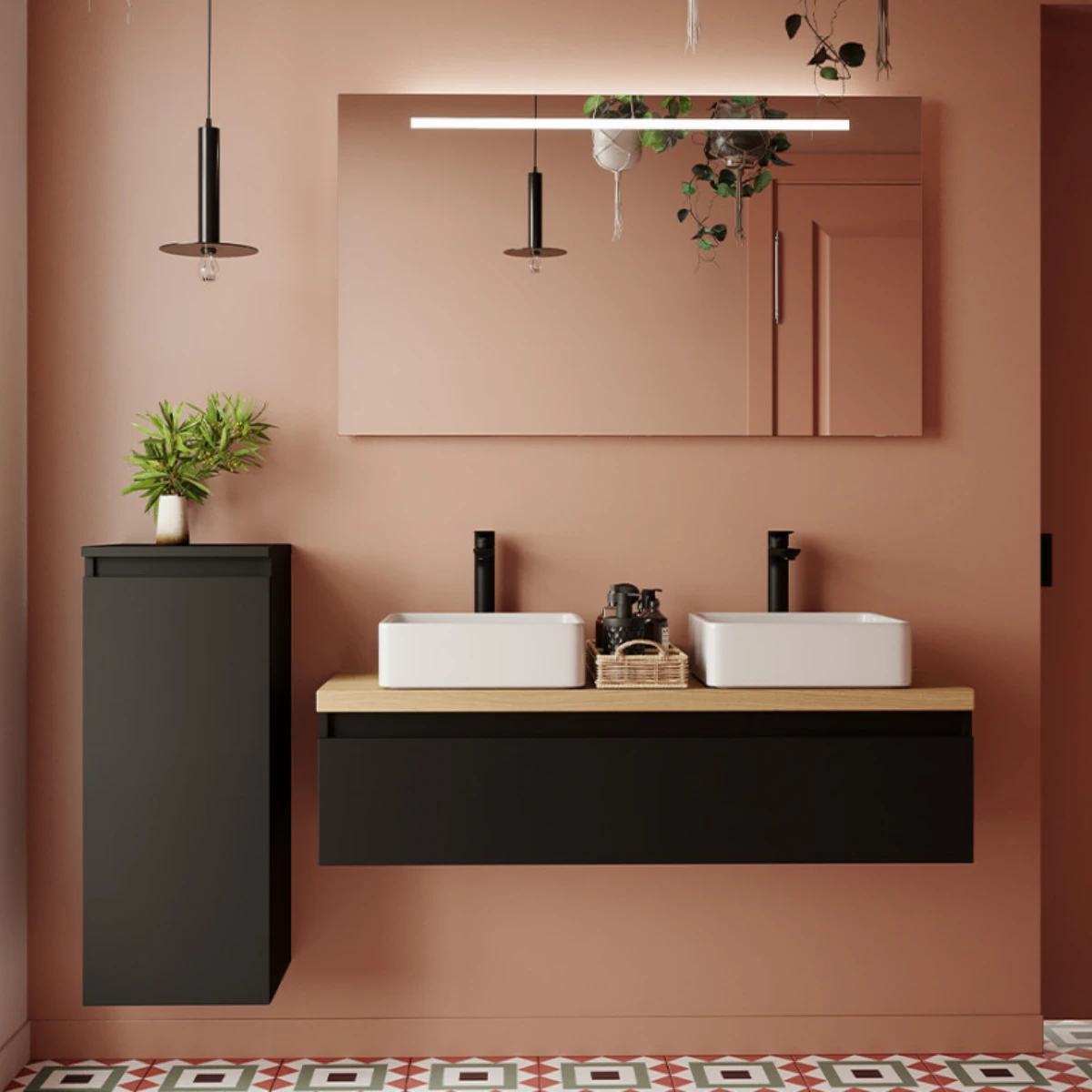 Meuble de salle de bain Vicenza 120cm - Posée - Noir - 2