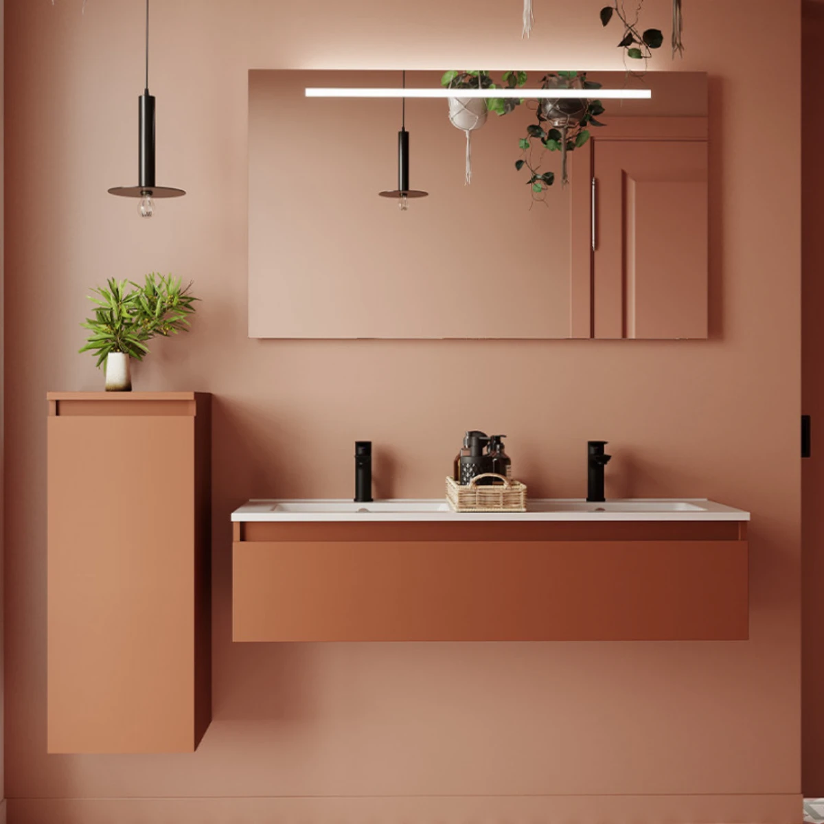 Meuble de salle de bain Vicenza 120cm - Intégrée - Terracotta - 1