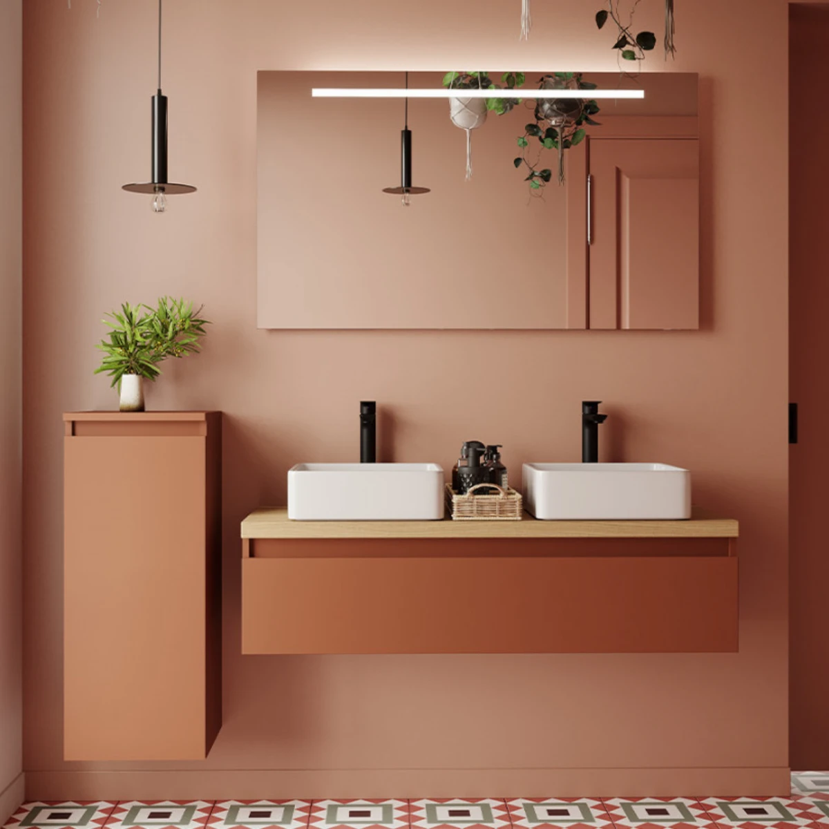 Meuble de salle de bain Vicenza 120cm - Posée - Terracotta - 1