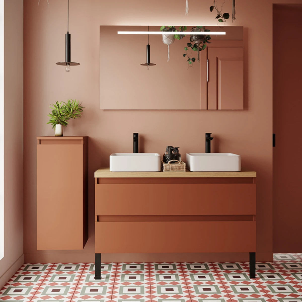 Meuble de salle de bain Vicenza 120cm - Posée - Terracotta - 2