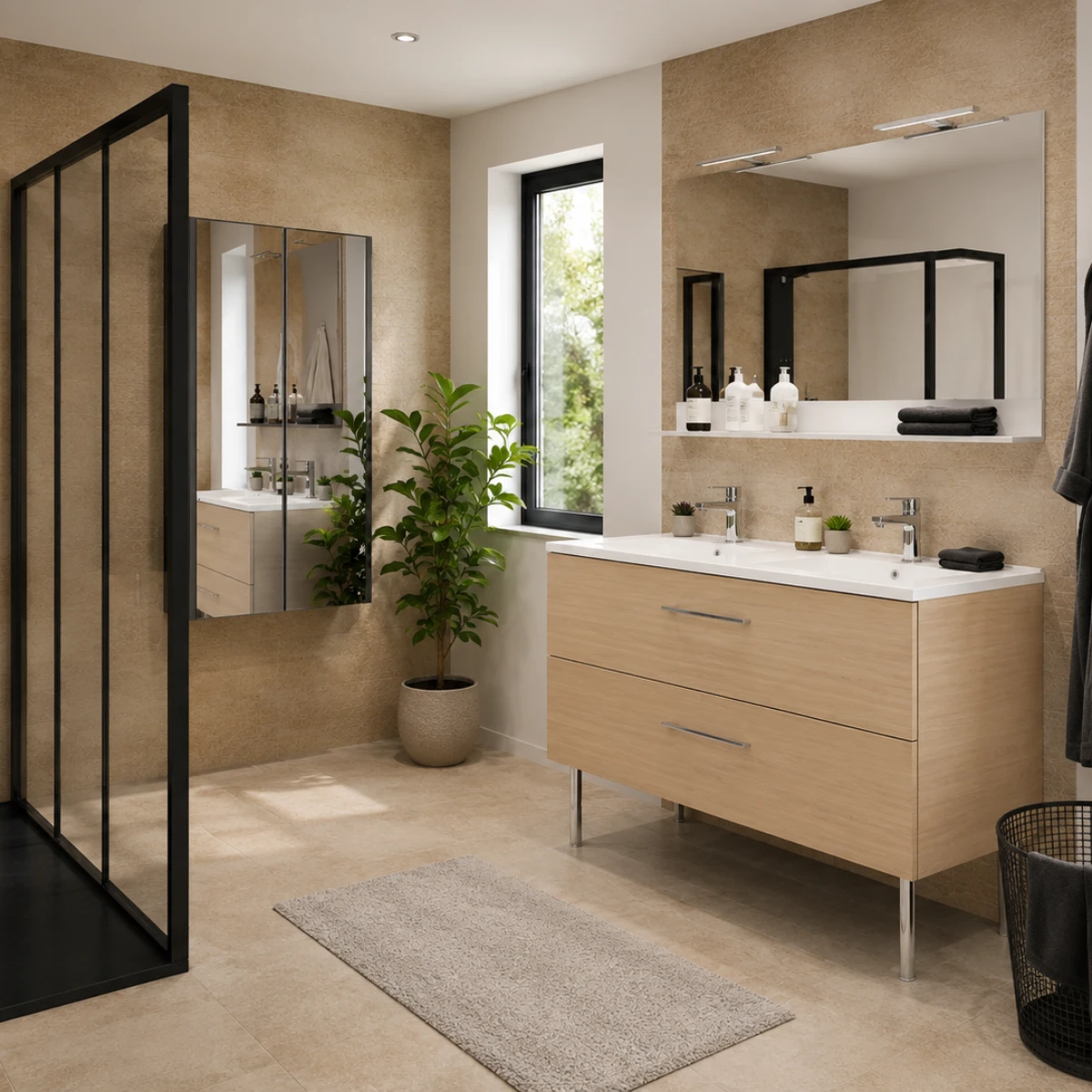 Meuble de salle de bain London 120cm - Chêne clair