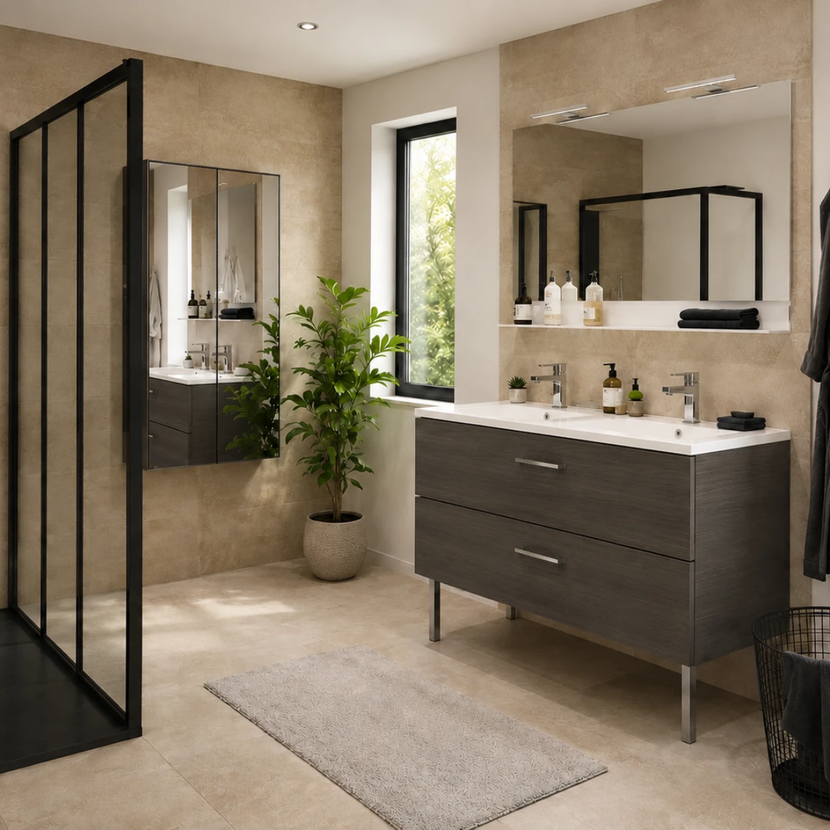 Meuble de salle de bain London 120cm - Chêne grisé