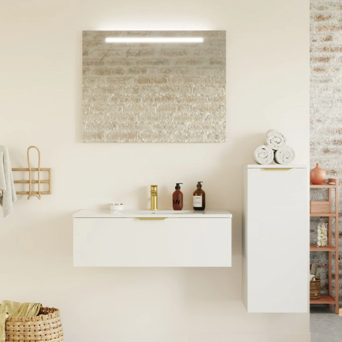 Meuble de salle de bain Elegance 90 cm - Intégrée - Blanc - 1