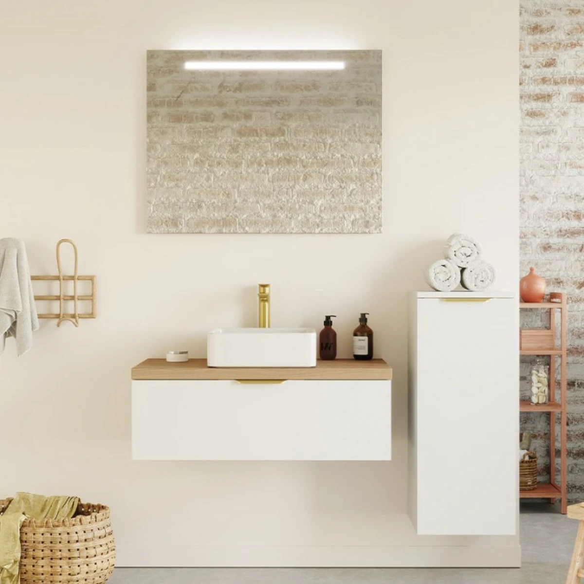 Meuble de salle de bain Elegance 90 cm - Posée - Blanc - 1