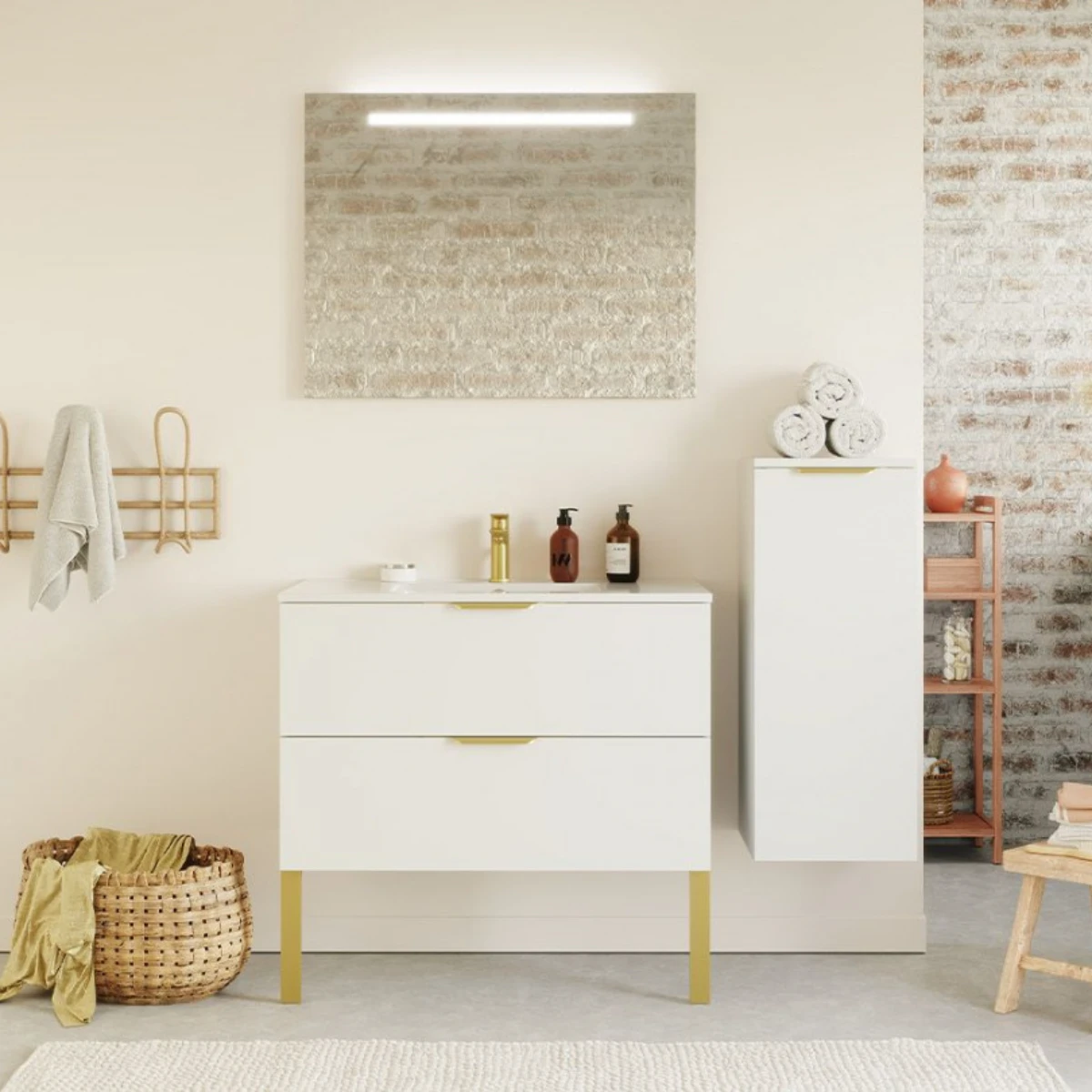 Meuble de salle de bain Elegance 90 cm - Intégrée - Blanc - 2