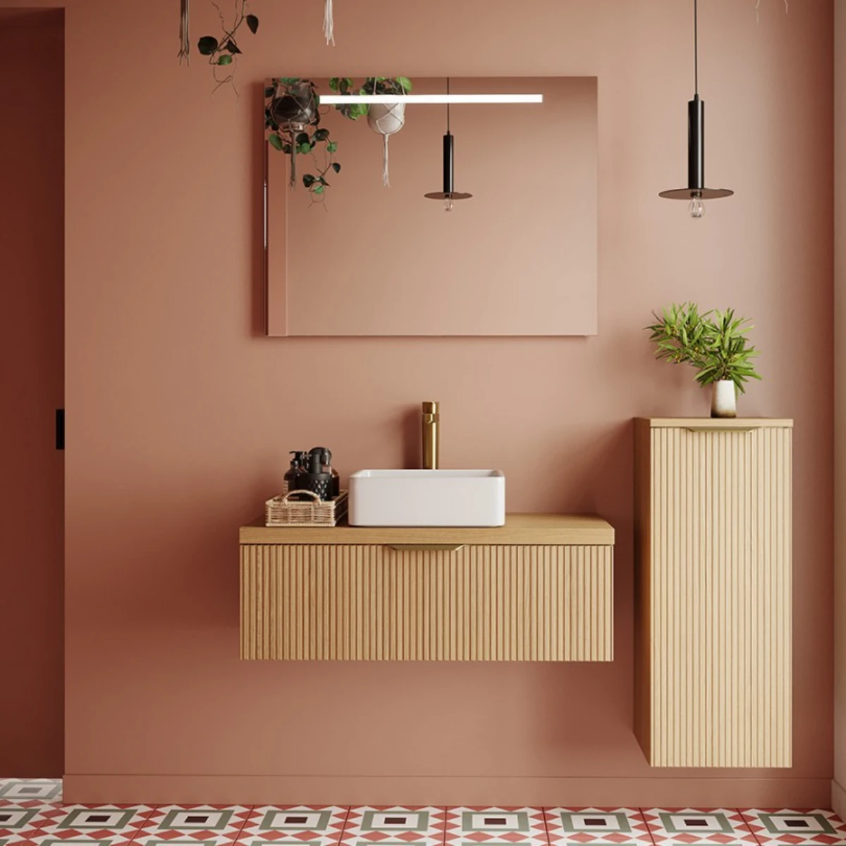 Meuble de salle de bain Elegance 90 cm - Posée - Cannelet - 1