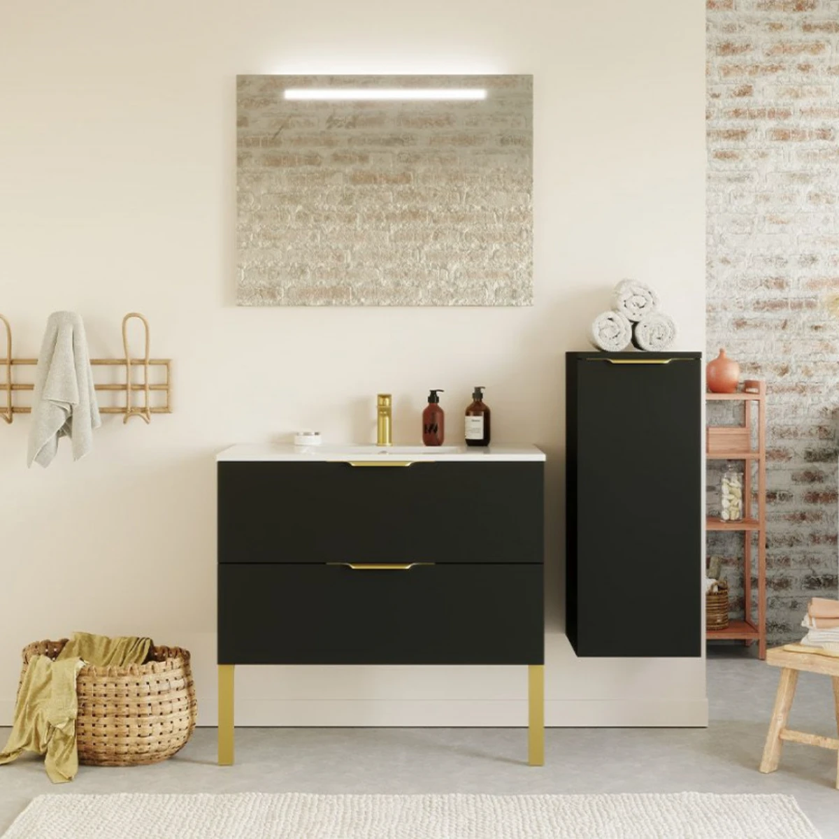 Meuble de salle de bain Elegance 90 cm - Intégrée - Noir - 2
