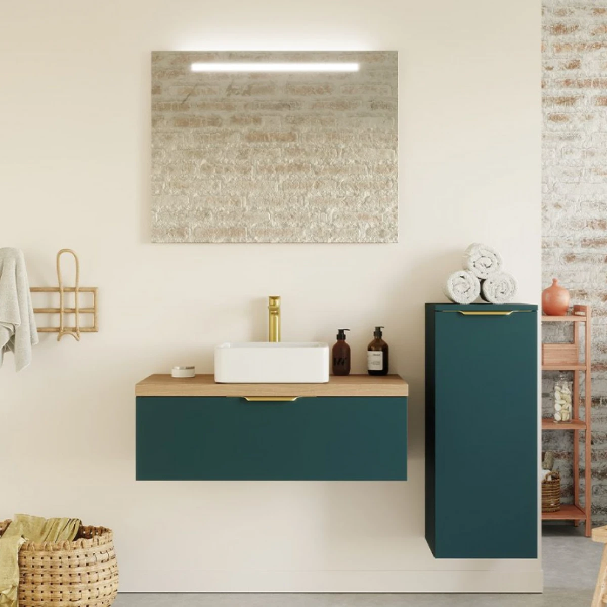 Meuble de salle de bain Elegance 90 cm - Posée - Tropical - 1