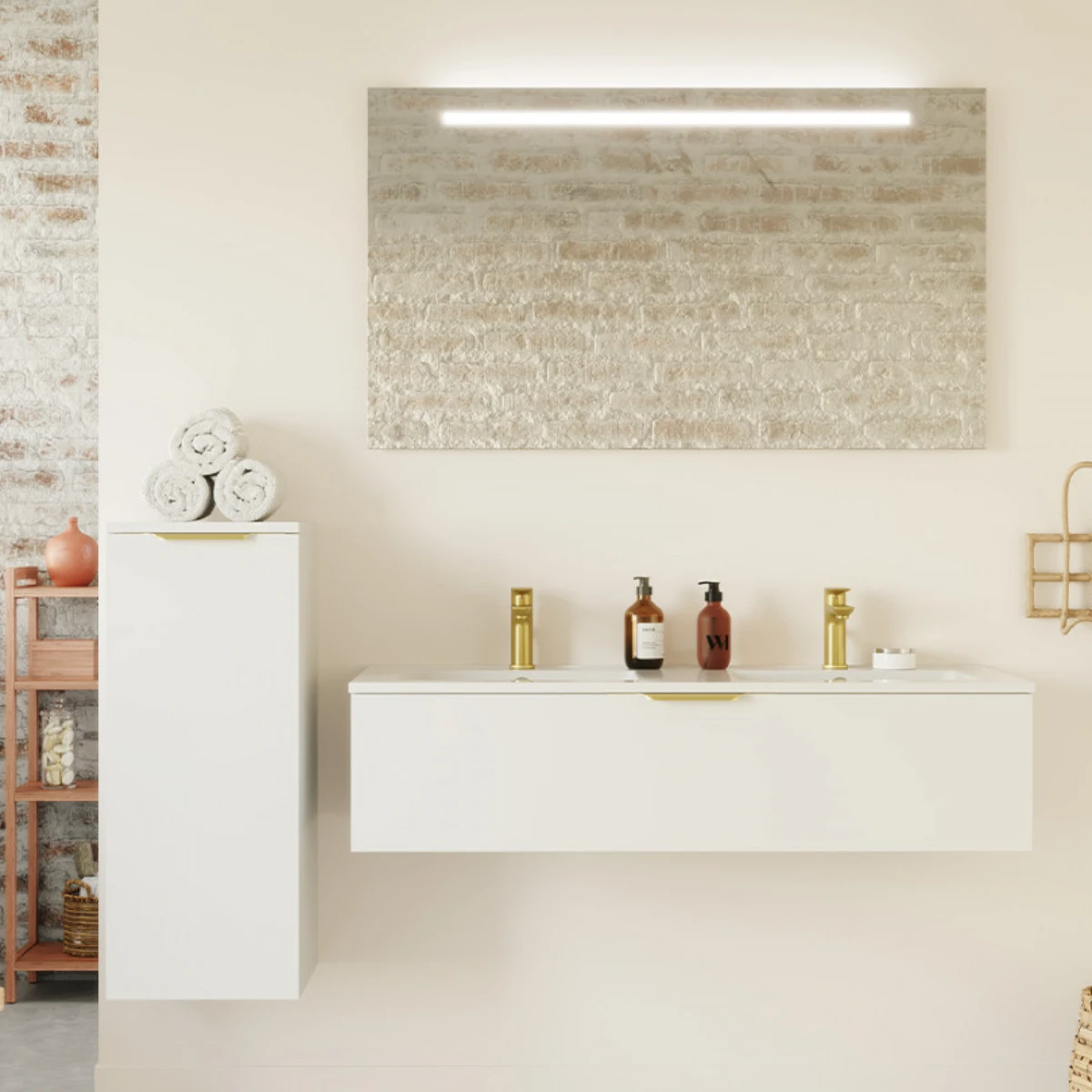 Meuble de salle de bain Elégance 120cm - Intégrée - Blanc - 1