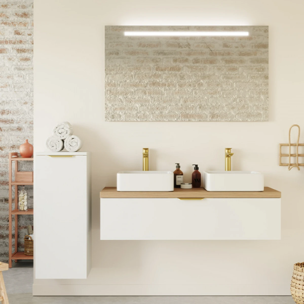 Meuble de salle de bain Elégance 120cm - Posée - Blanc - 1