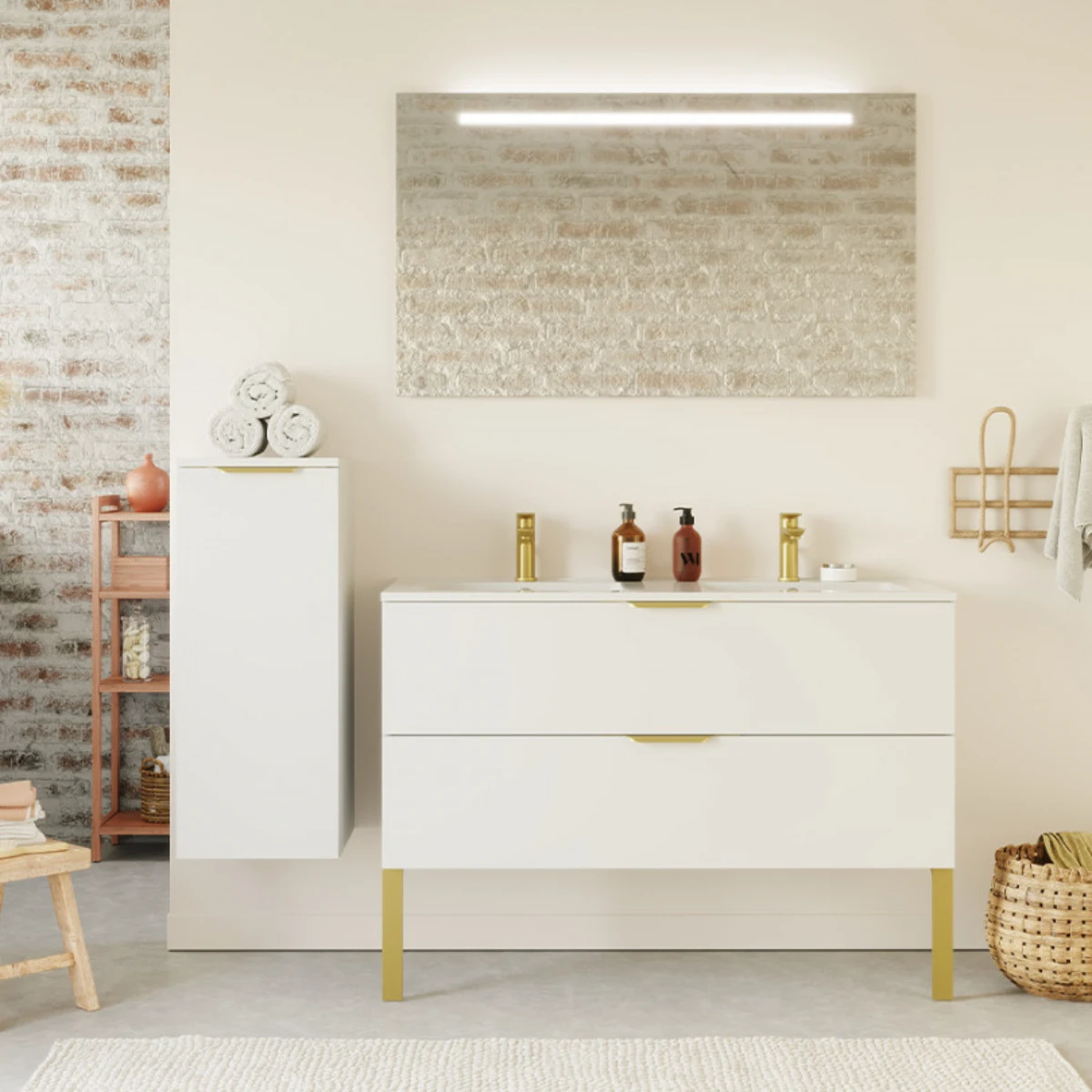 Meuble de salle de bain Elégance 120cm - Intégrée - Blanc - 2