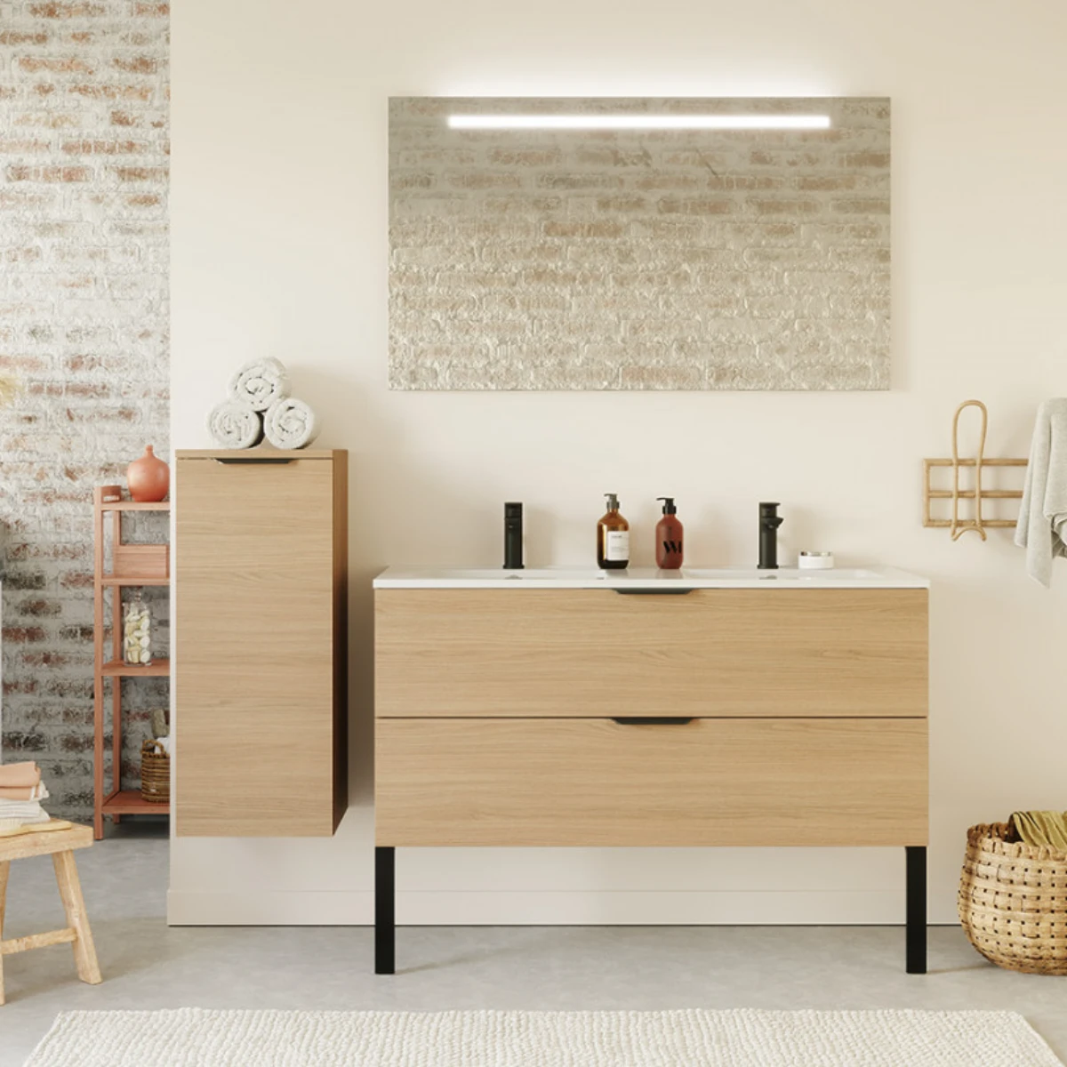 Meuble de salle de bain Elégance 120cm - Intégrée - Chêne clair - 2