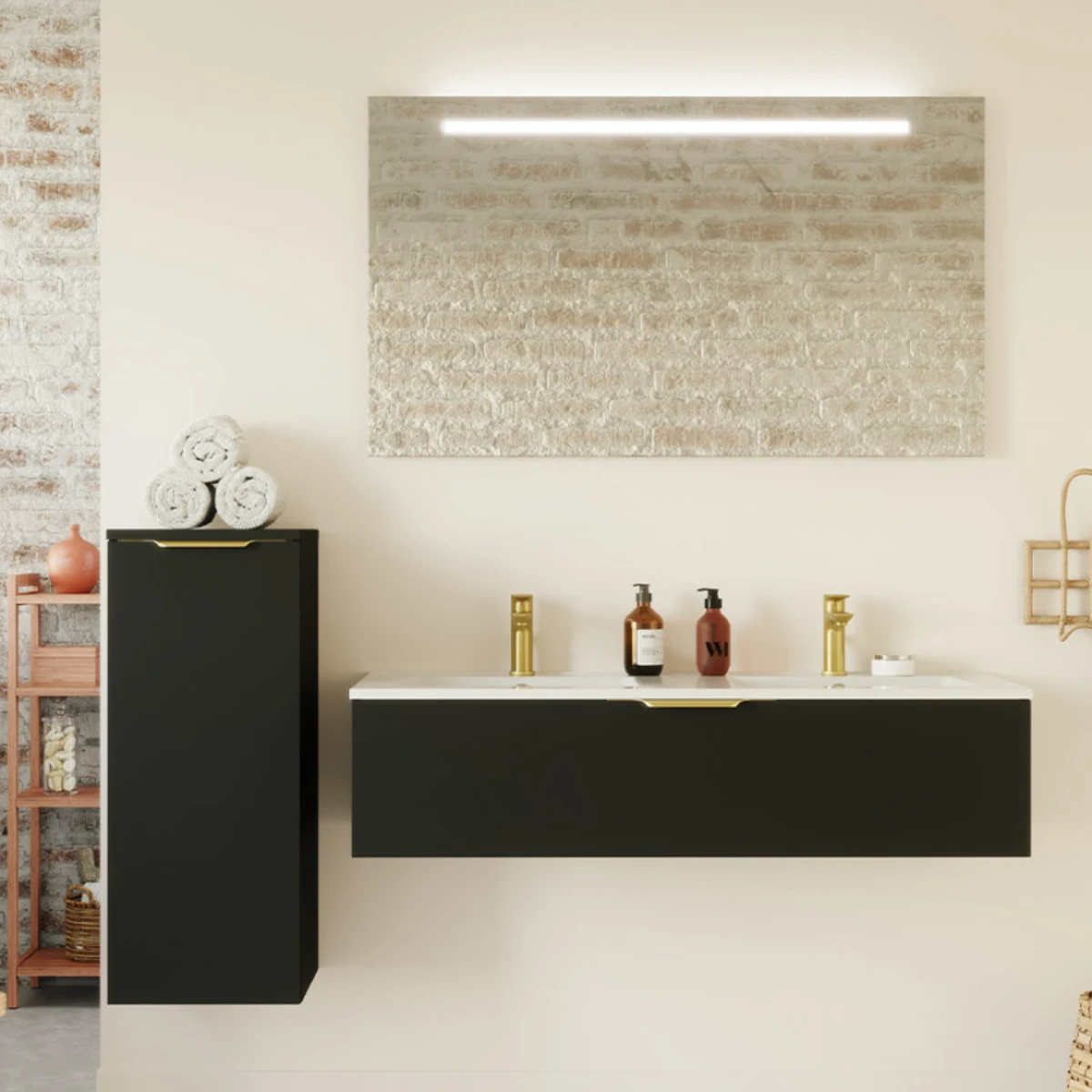 Meuble de salle de bain Elégance 120cm - Intégrée - Noir - 1