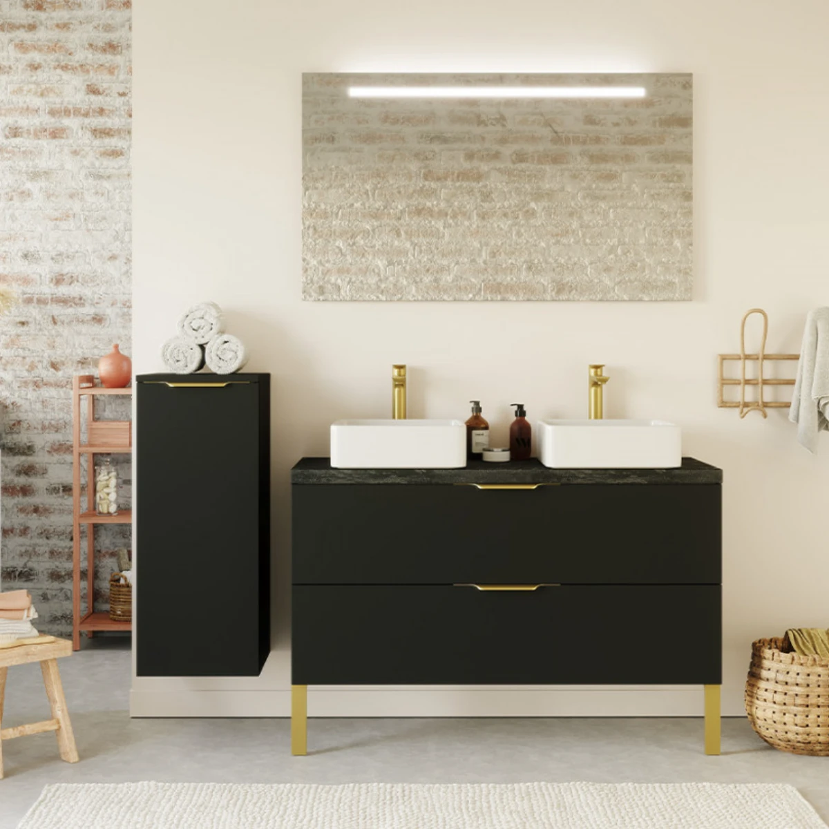 Meuble de salle de bain Elégance 120cm - Posée - Noir - 2