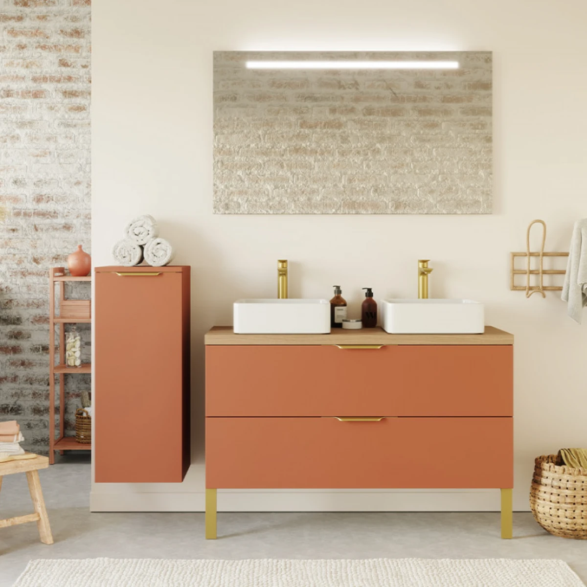 Meuble de salle de bain Elégance 120cm - Posée - Terracotta - 2