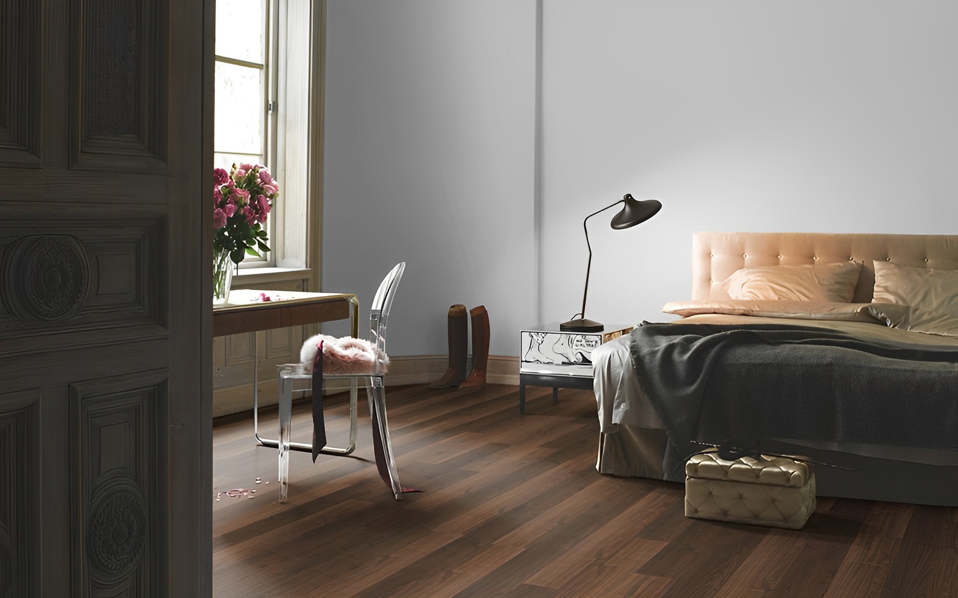 Parquet Stratifié Lame Large Noyer 128.5x19.4 cm 2