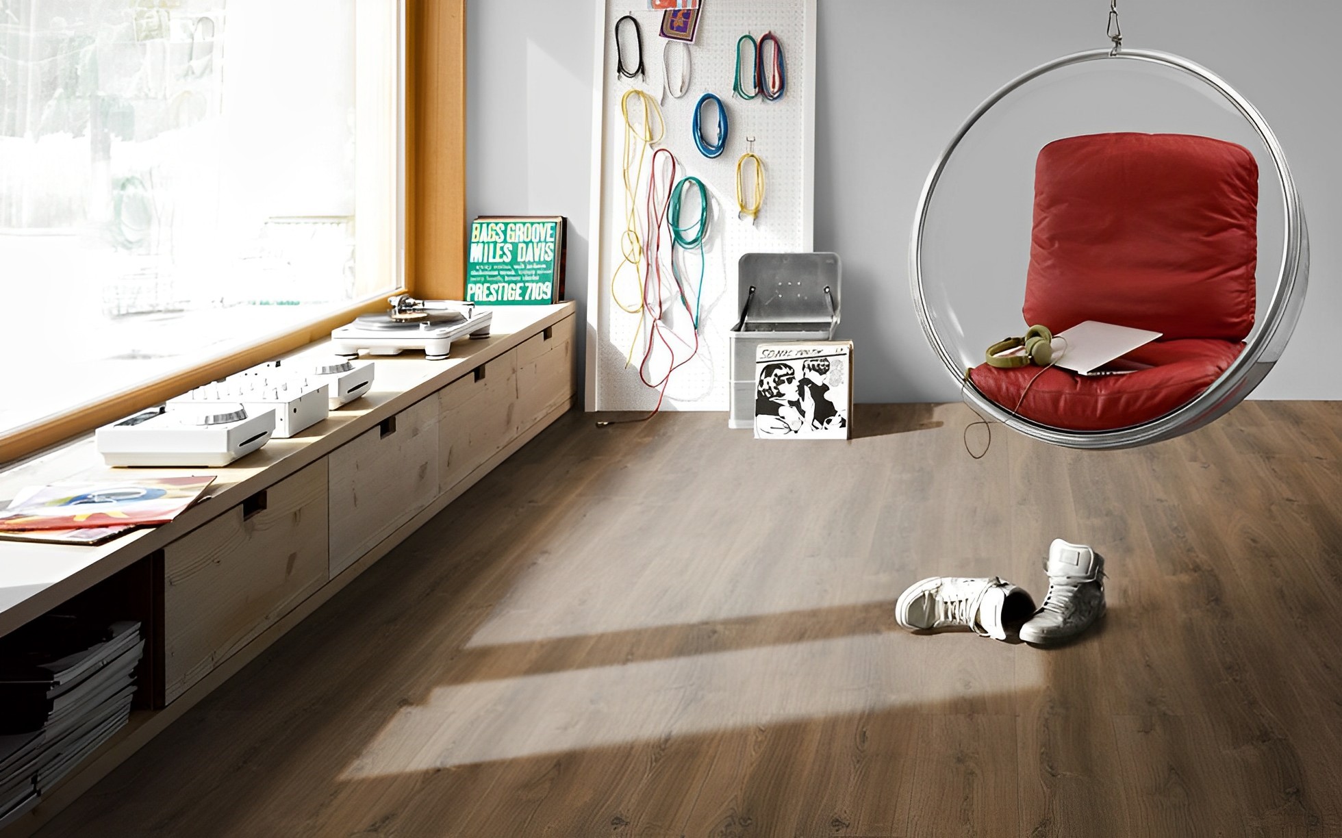 Parquet Stratifié Chêne foncé 128.5x24.3 cm 2