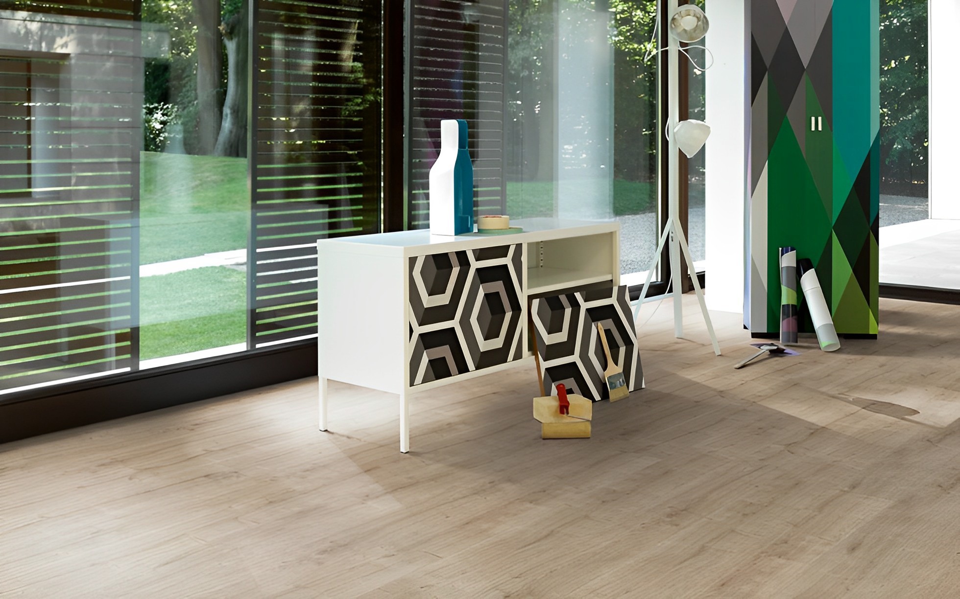 Parquet Stratifié Satiné Chêne Poli 128.5x24.3 cm 2