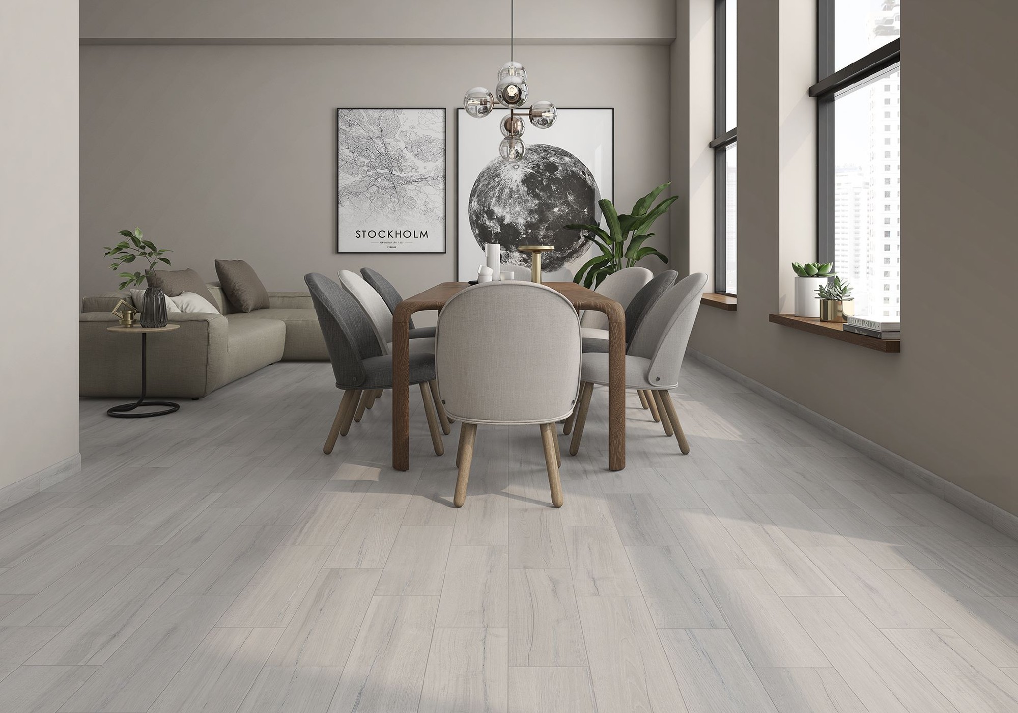 Carrelage Imitation parquet Salou gris  19x57 cm 2