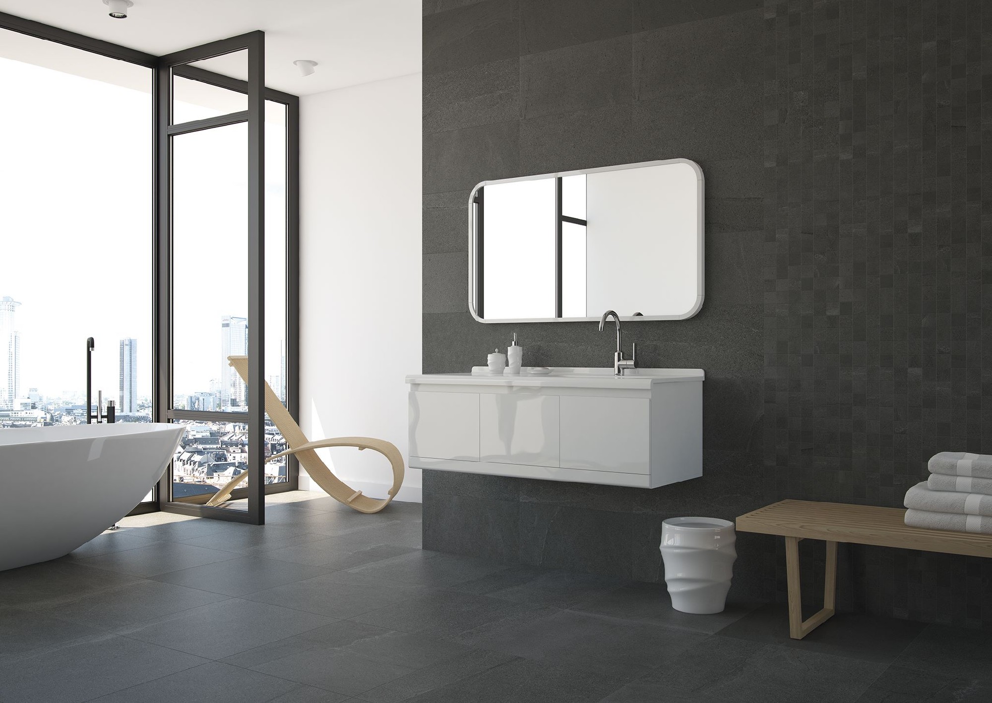 Carrelage imitation pierre Barcelona gris  45x45 cm 2