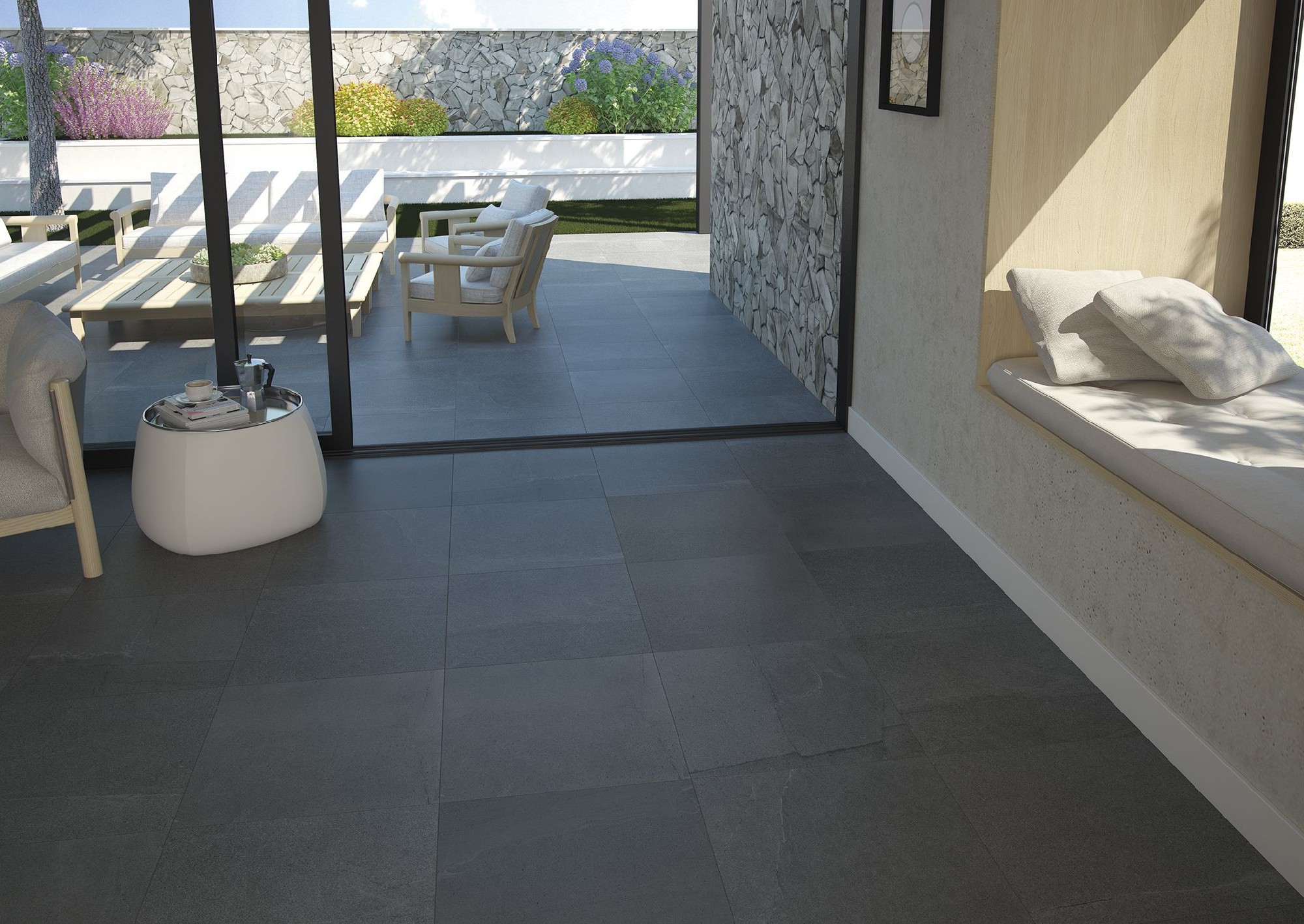 Carrelage imitation pierre Barcelona gris  45x45 cm 2