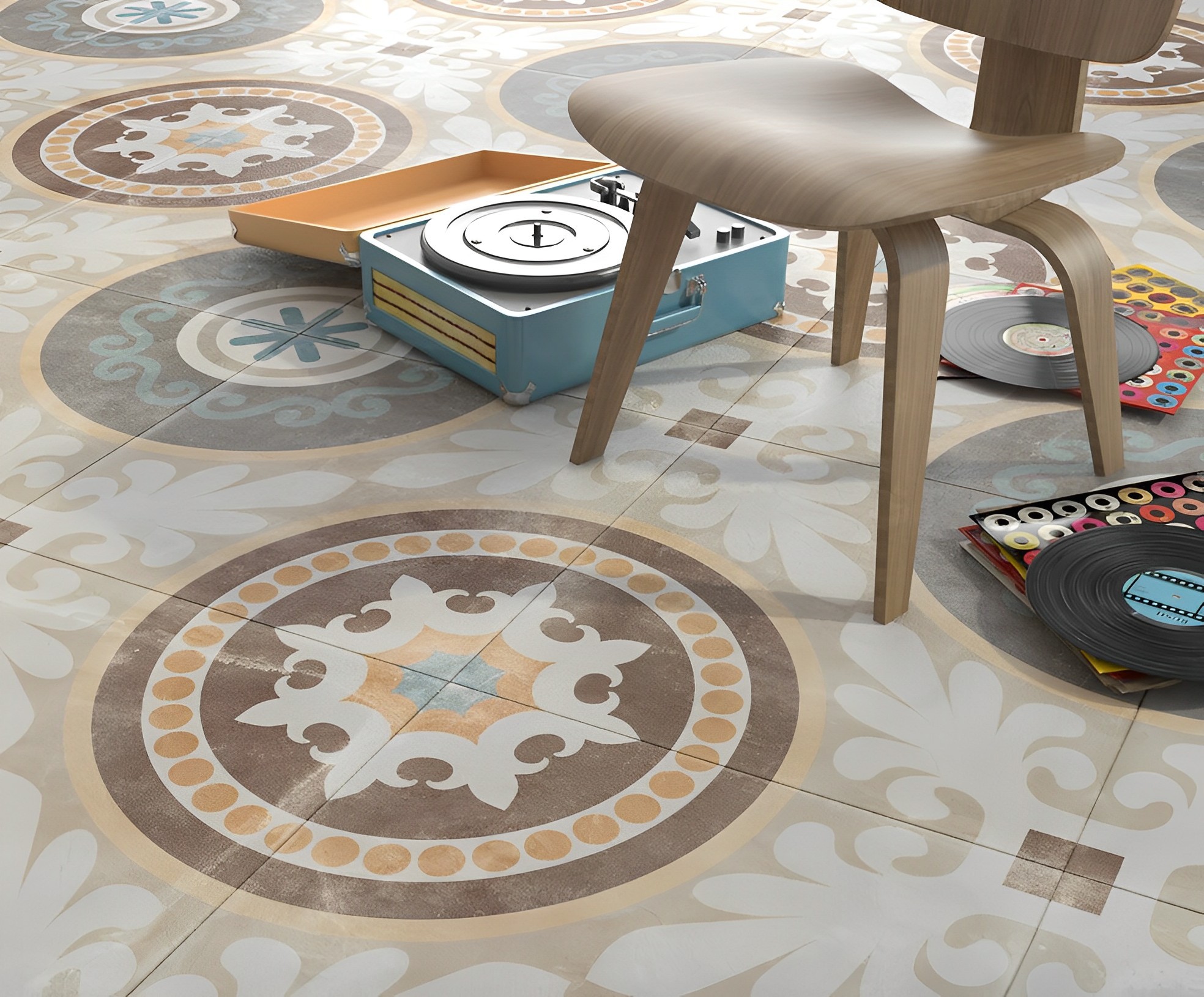 Carrelage Carreaux de ciment Cambera motif Fleurys 60x60 cm 2