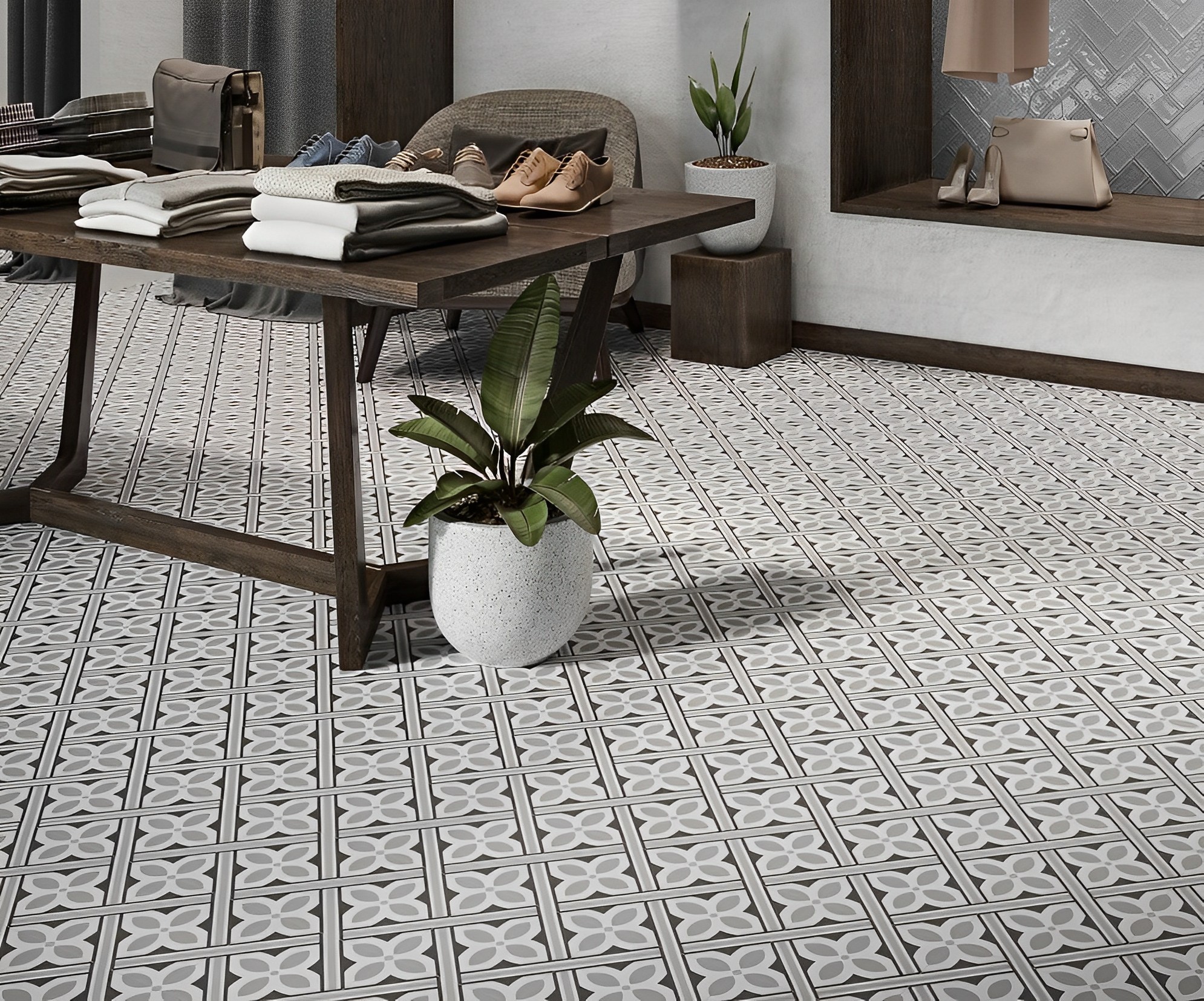Carrelage Carreaux de ciment Barcelona gris elegante 20x20 cm 2