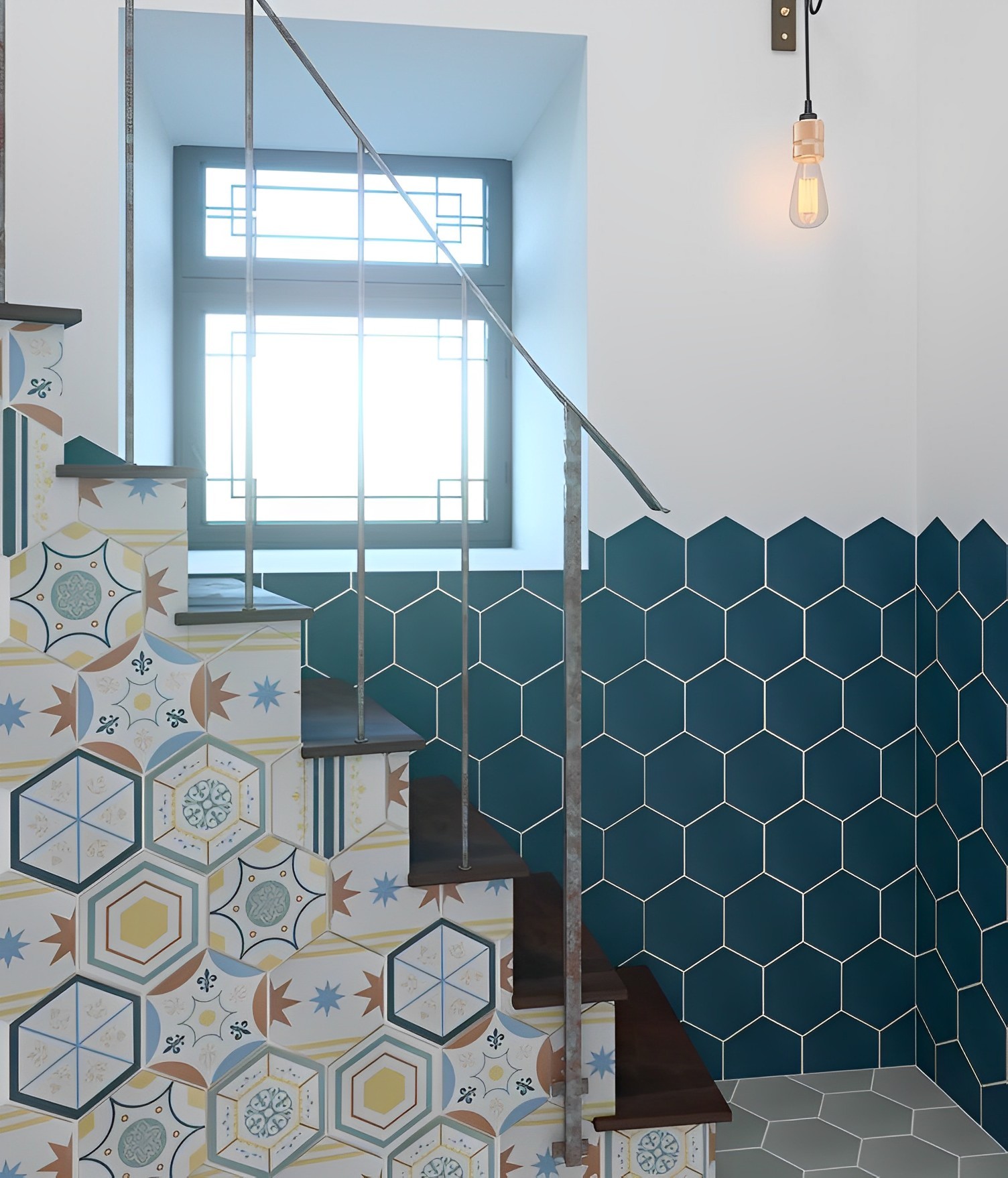 Carrelage Hexagonal Maril bleu  14x16 cm 2