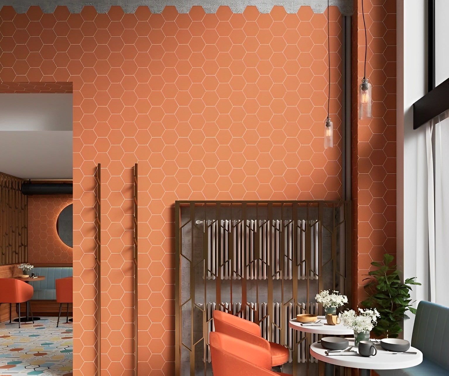 Carrelage Hexagonal Maril orange  14x16 cm 2
