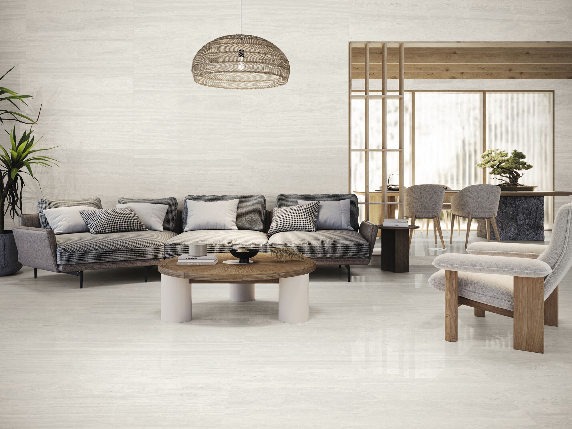 Carrelage aspect marbre Roma blanc poli 60x120 cm 2